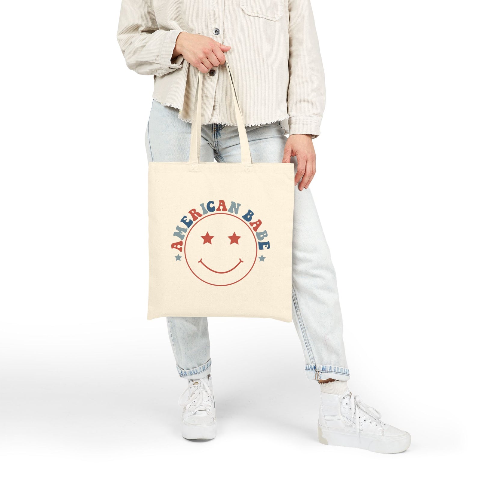 American Babe Patriotic Cotton Canvas Tote Bag