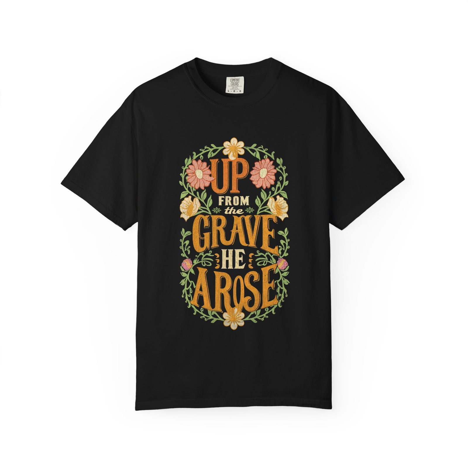 Up From the Grave He Arose Easter T-Shirt Christian Faith Graphic Unisex Distressed Tee