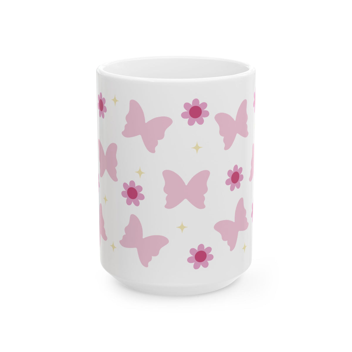 Butterflies & Daisies Cute Ceramic Mug Coffee Cup (11oz & 15oz)