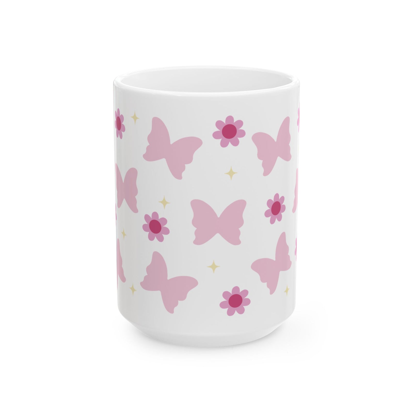 Butterflies & Daisies Cute Ceramic Mug Coffee Cup (11oz & 15oz)