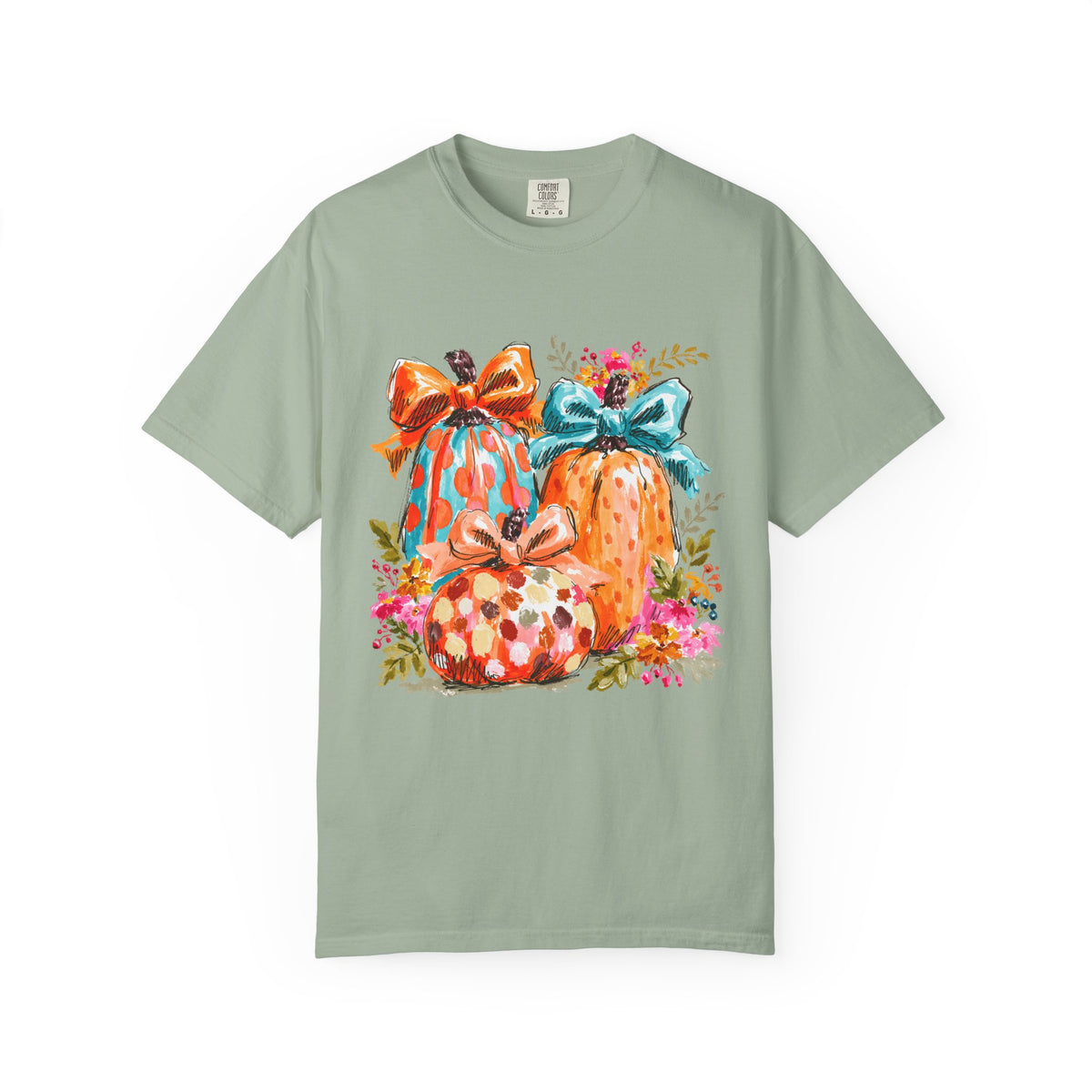 Floral Preppy Coquette Fall Pumpkin T-Shirt Cute Watercolor Graphic Tee