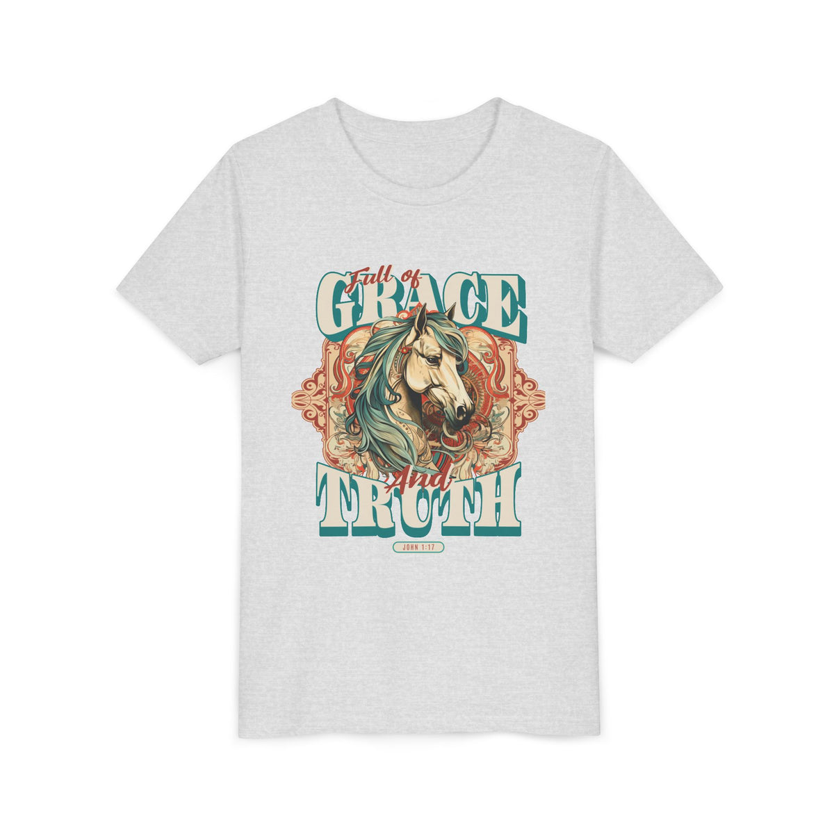 Full of Grace and Truth Kids T-Shirt Western Horse Christian Graphic Tee