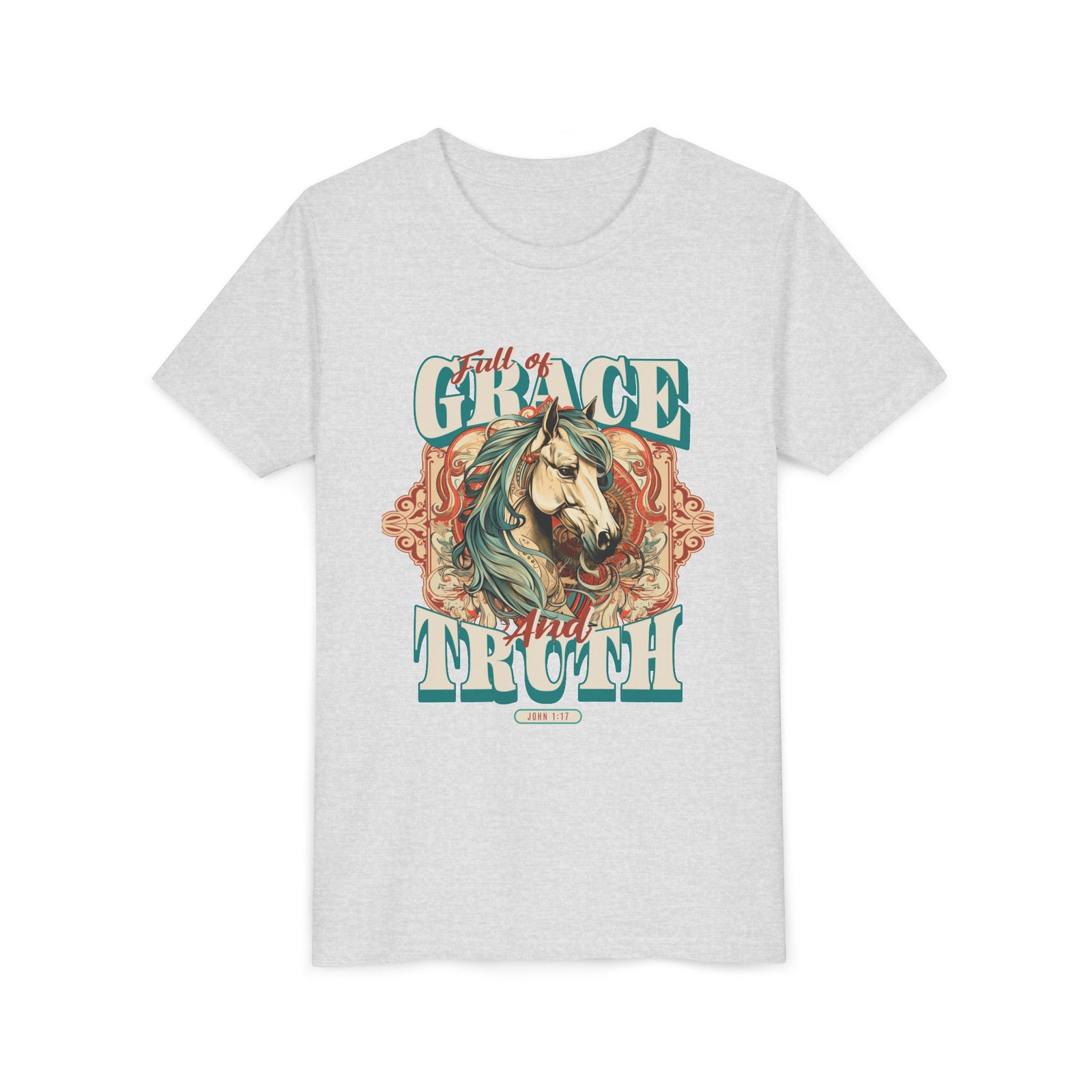 Full of Grace and Truth Kids T-Shirt Western Horse Christian Graphic Tee