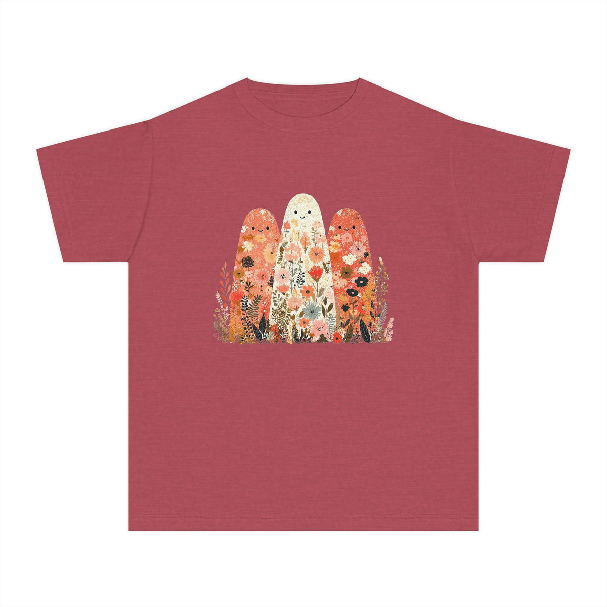 Floral Ghosts T-Shirt Cute Autumn Floral Ghosts Kids Graphic Tee