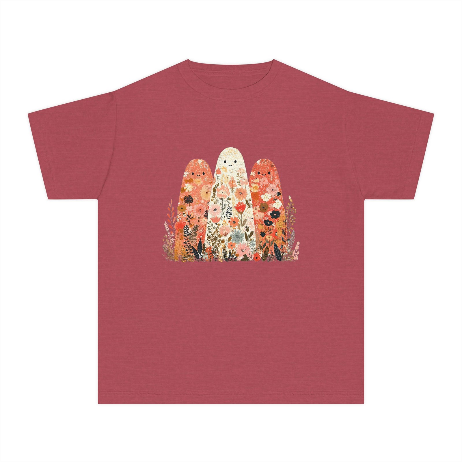 Floral Ghosts T-Shirt Cute Autumn Floral Ghosts Kids Graphic Tee