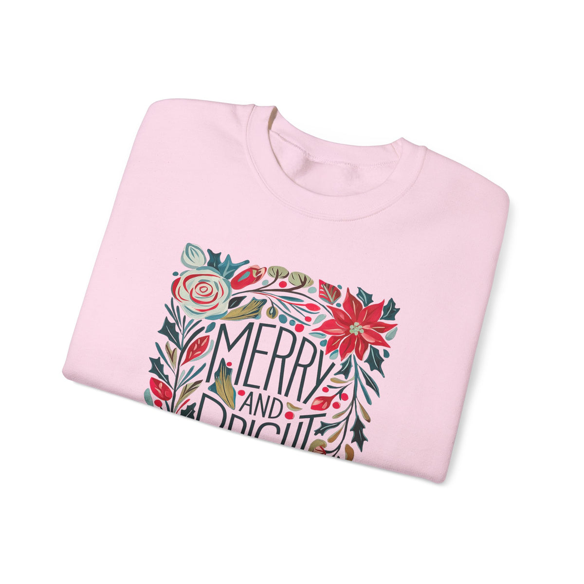 Merry & Bright Christmas Florals Crewneck Unisex Sweatshirt