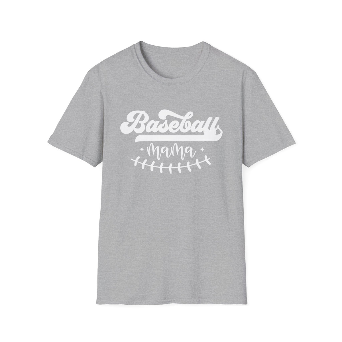 Baseball Mama Stitch Graphic T-Shirt Cute Sports Mom Tee (12 Team Colors)