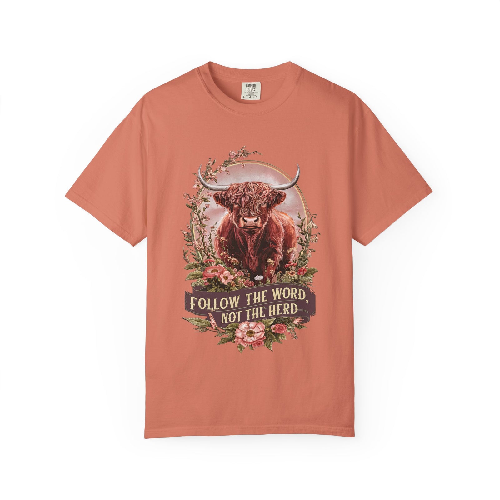 Follow the Word Not the Herd T-Shirt Cow Graphic Christian Faith Tee