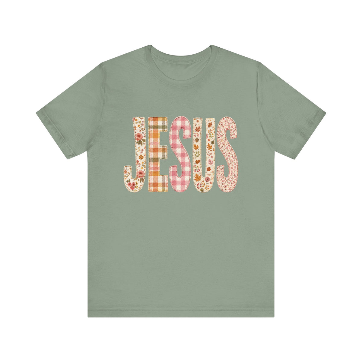 JESUS Floral Plaid Tee Women's Christian Graphic T-Shirt