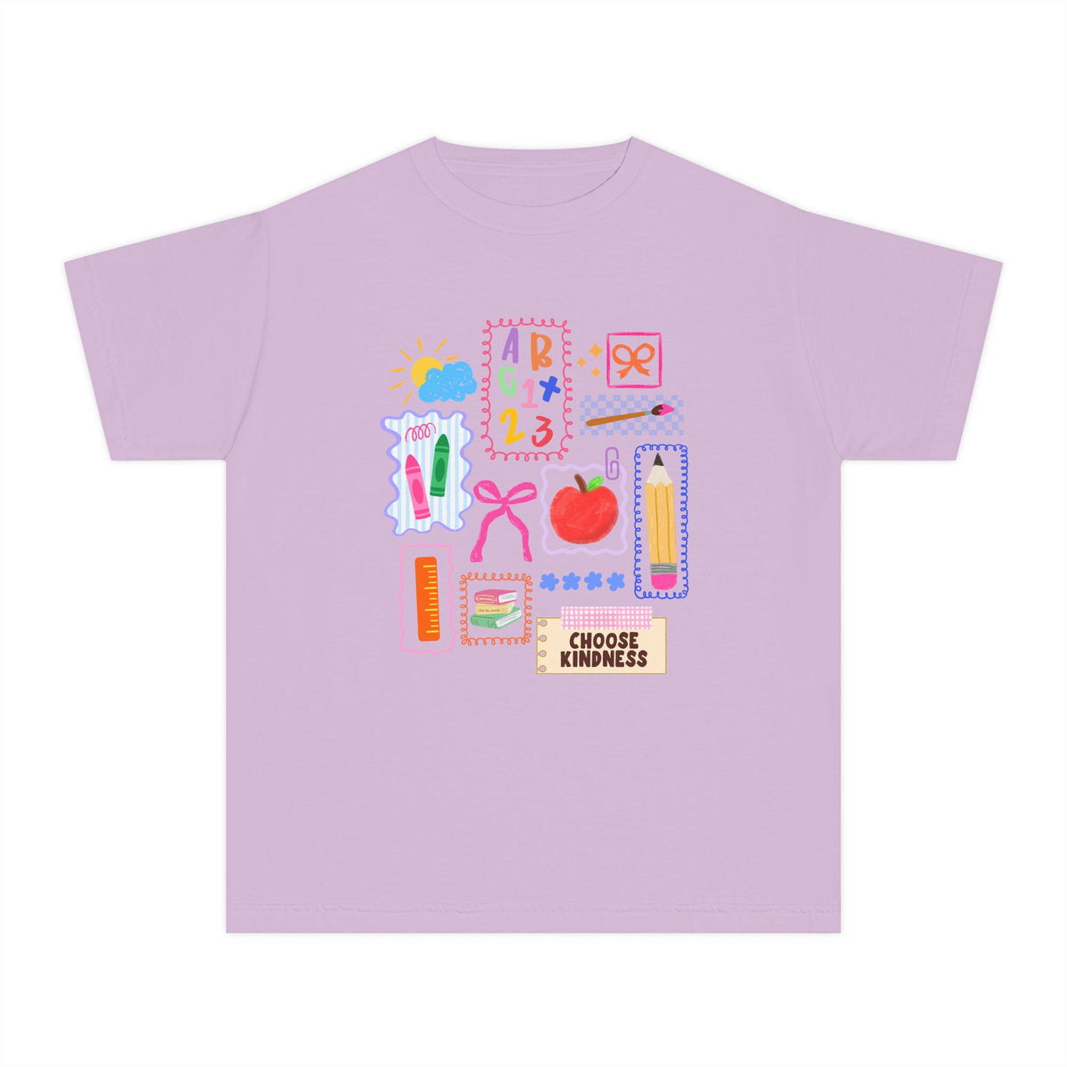 Choose Kindness Coquette Doodles Bow Graphic Tee Kids Back to School T-Shirt