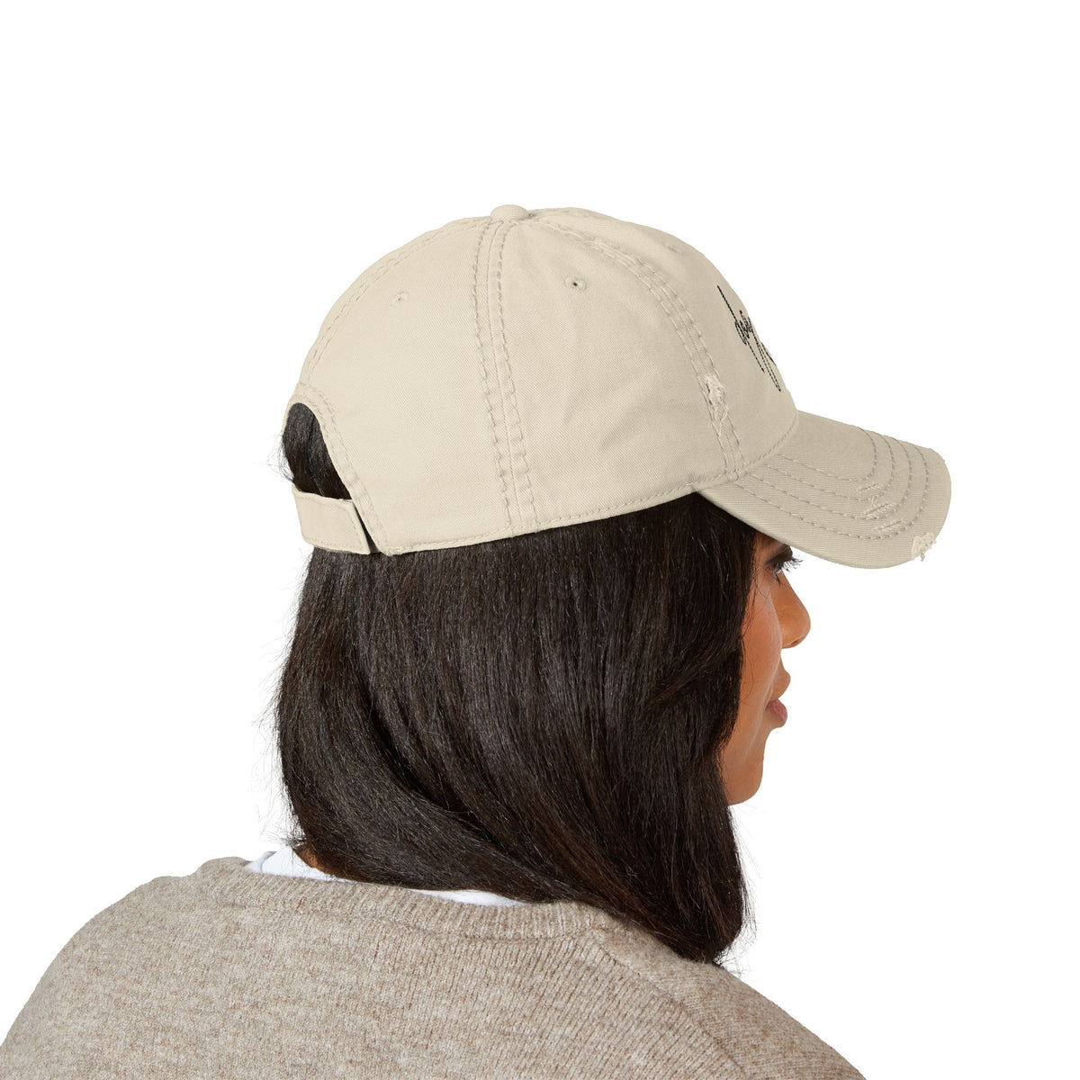 Dog Mom Distressed Dad Hat Khaki — Embroidered Casual Baseball Cap - Sydney So Sweet