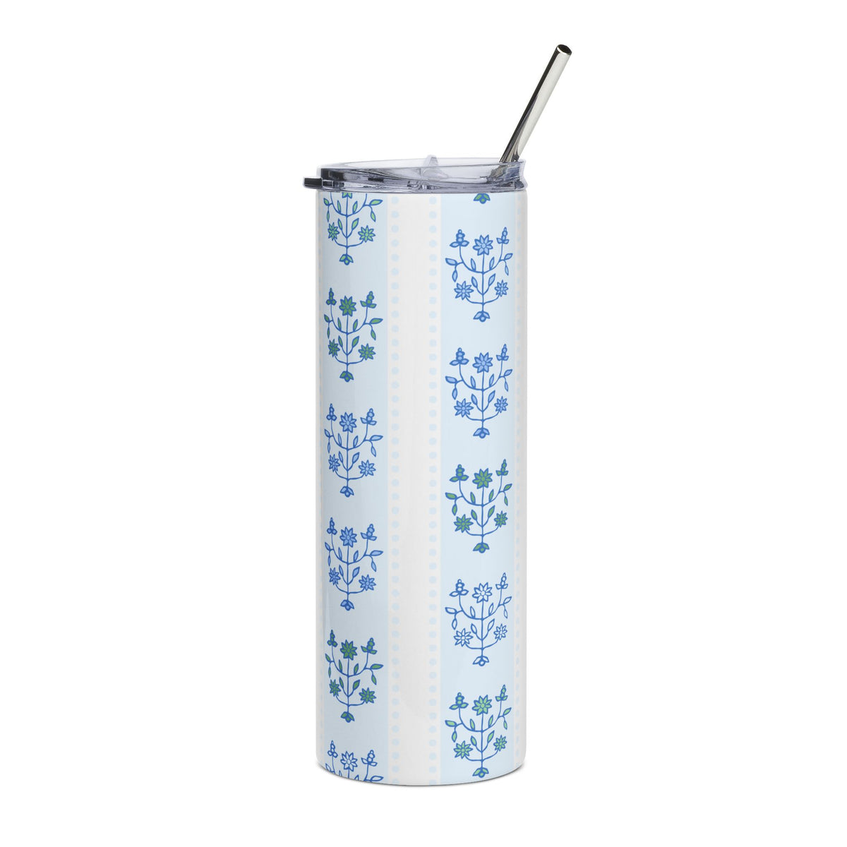 Grandmillenial Blue Floral 20oz Stainless Steel Tumbler Insulated Travel Cup