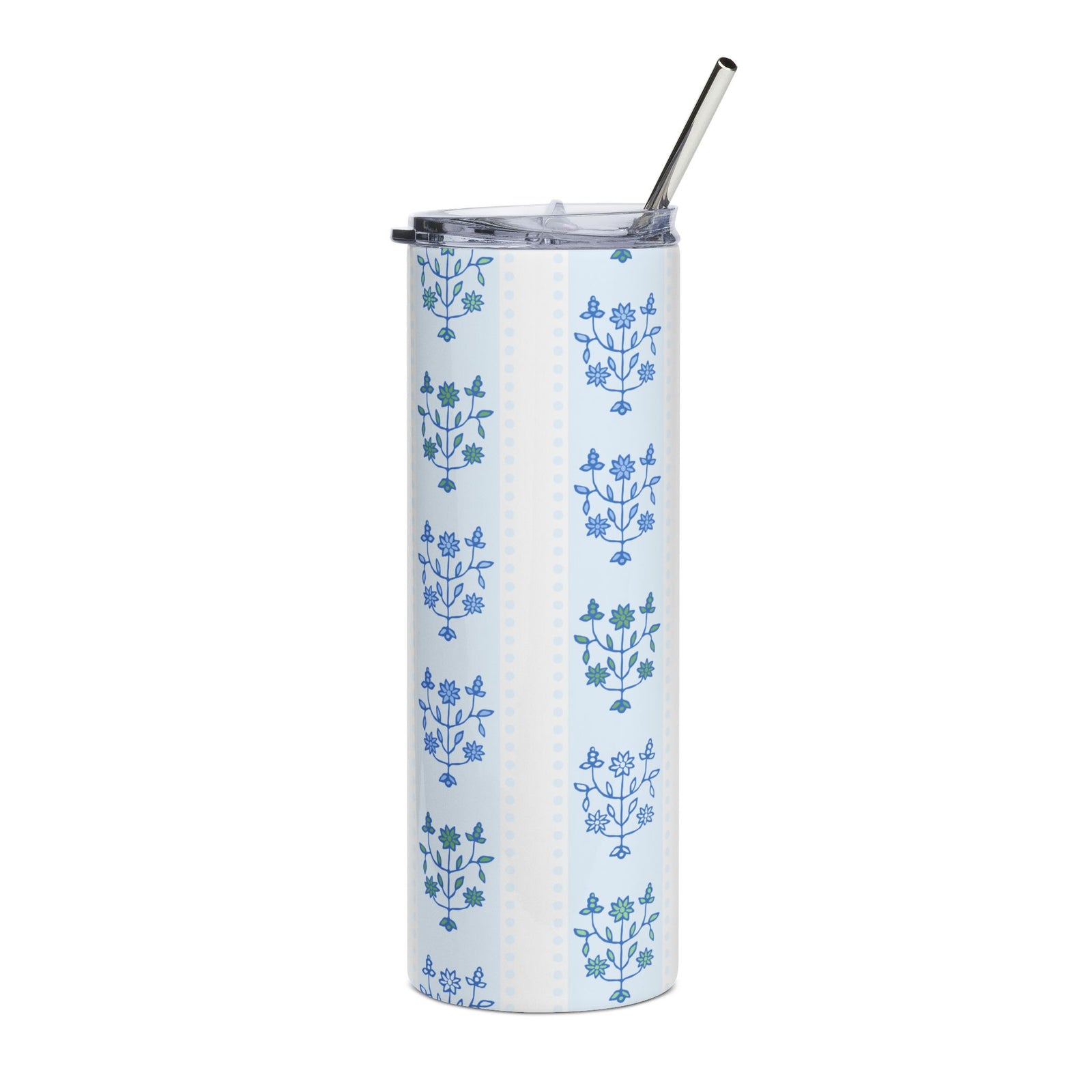 Grandmillenial Blue Floral 20oz Stainless Steel Tumbler Insulated Travel Cup