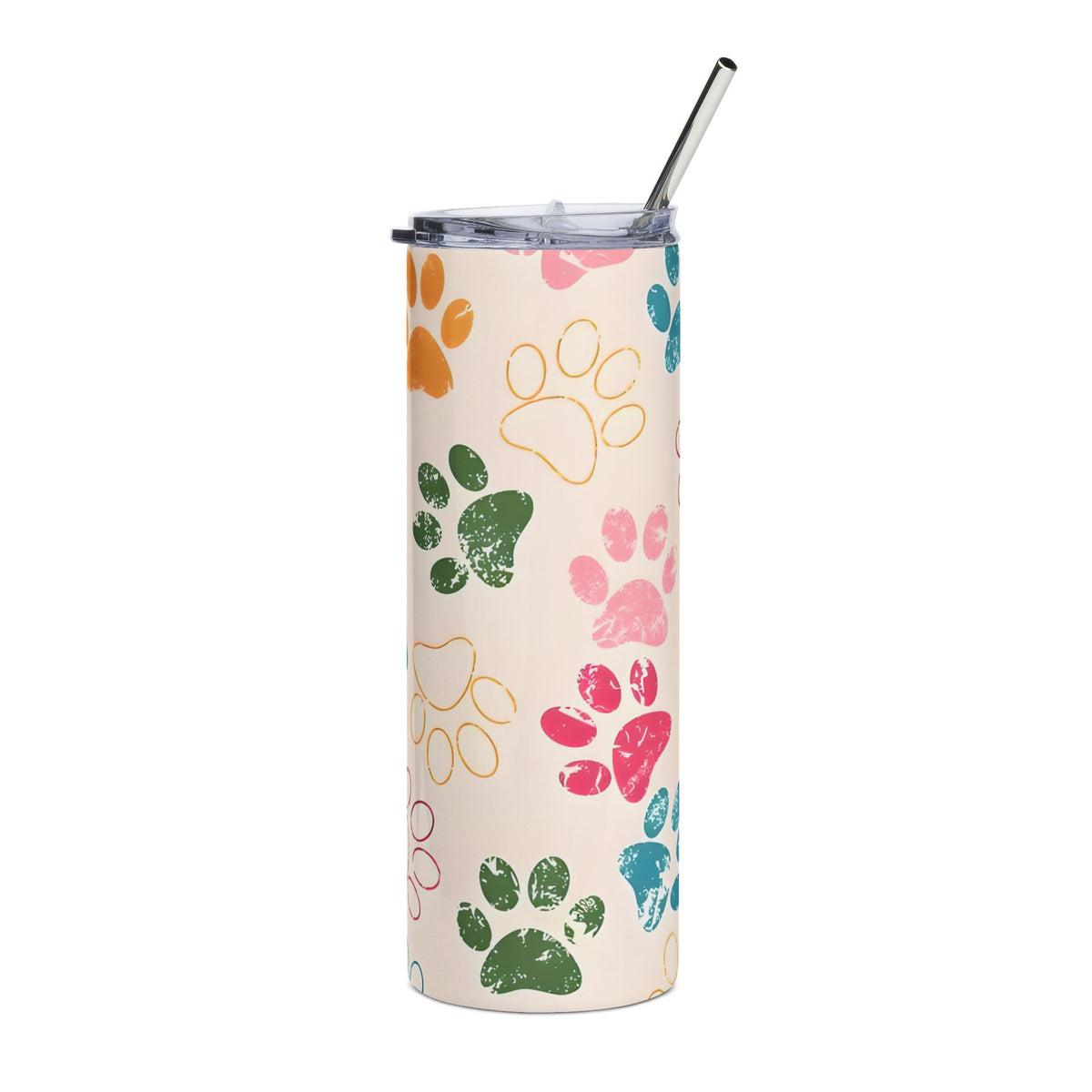 Paw Print Watercolor 20oz Stainless Tumbler Insulated Travel Cup - Sydney So Sweet