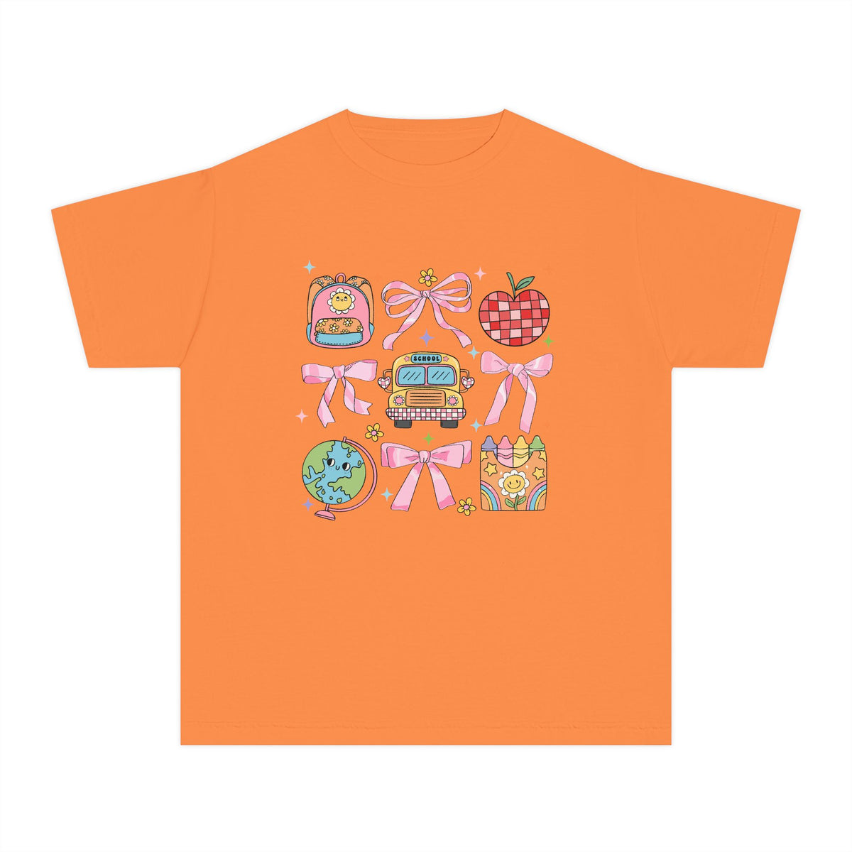 Coquette Back to School Bow Graphic Tee Kids Preppy Cute T-Shirt