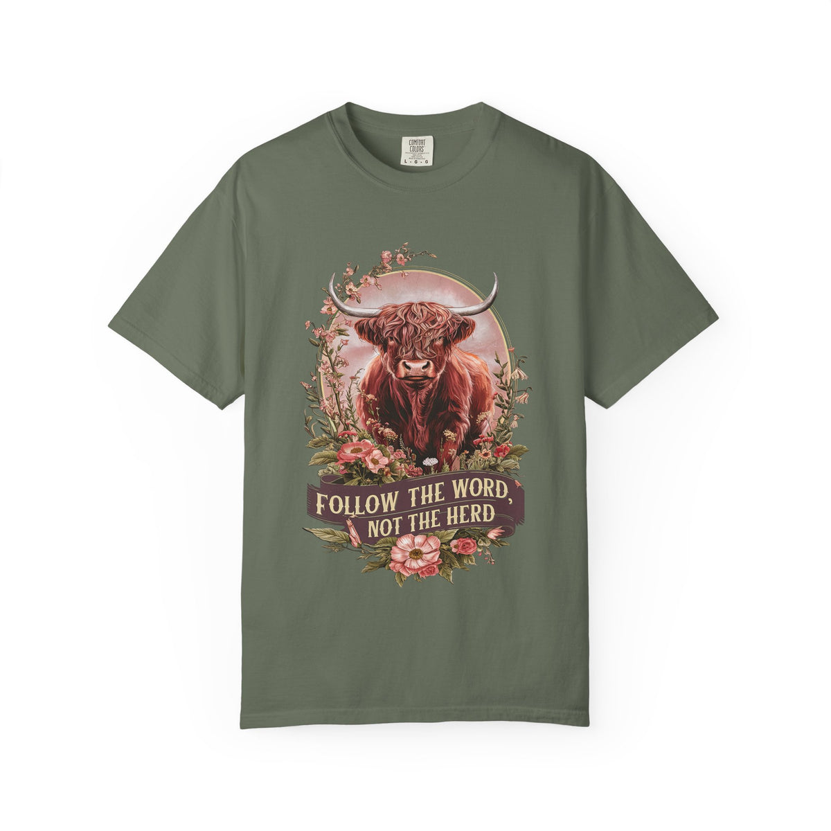 Follow the Word Not the Herd T-Shirt Cow Graphic Christian Faith Tee