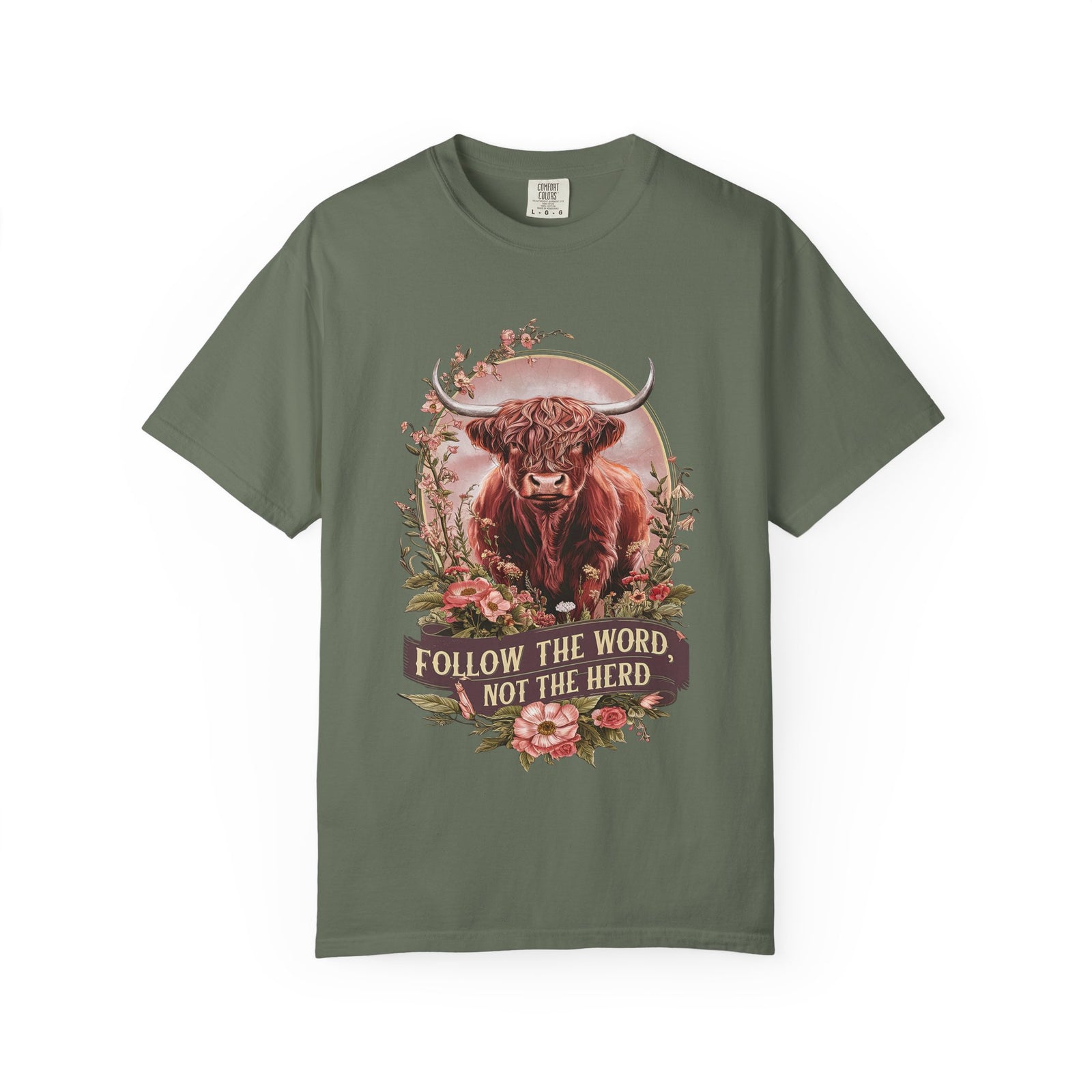 Follow the Word Not the Herd T-Shirt Cow Graphic Christian Faith Tee