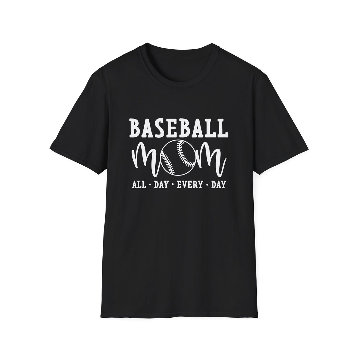 Baseball Mom All Day Graphic T-Shirt Cute Sports Mom Tee (12 Team Colors)