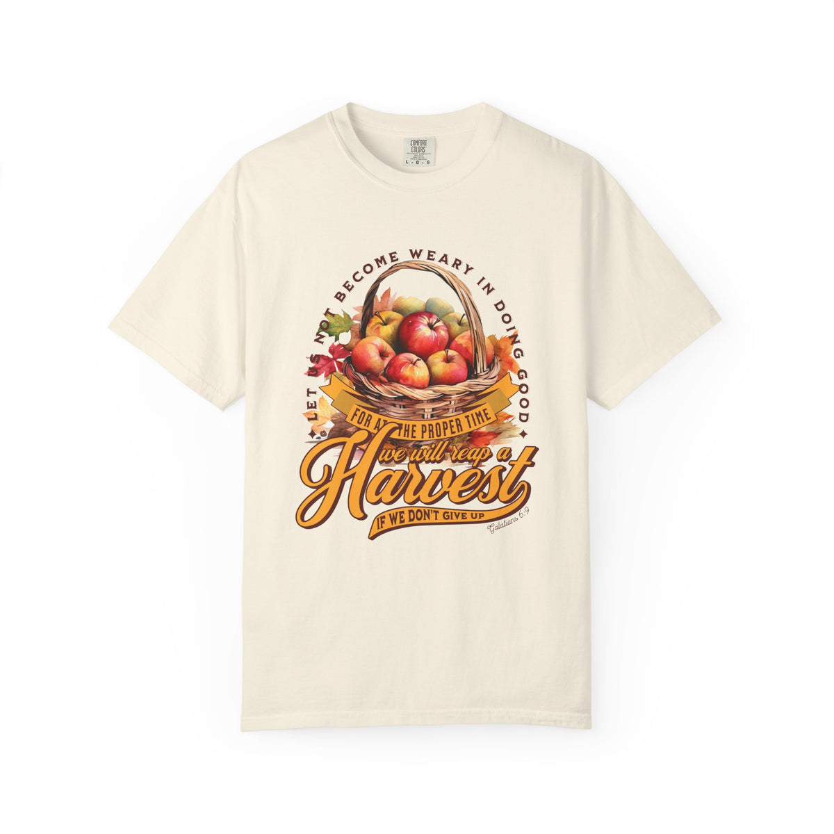 Let Us Not Become Weary Harvest Apples T-Shirt Christian Rustic Fall Tee