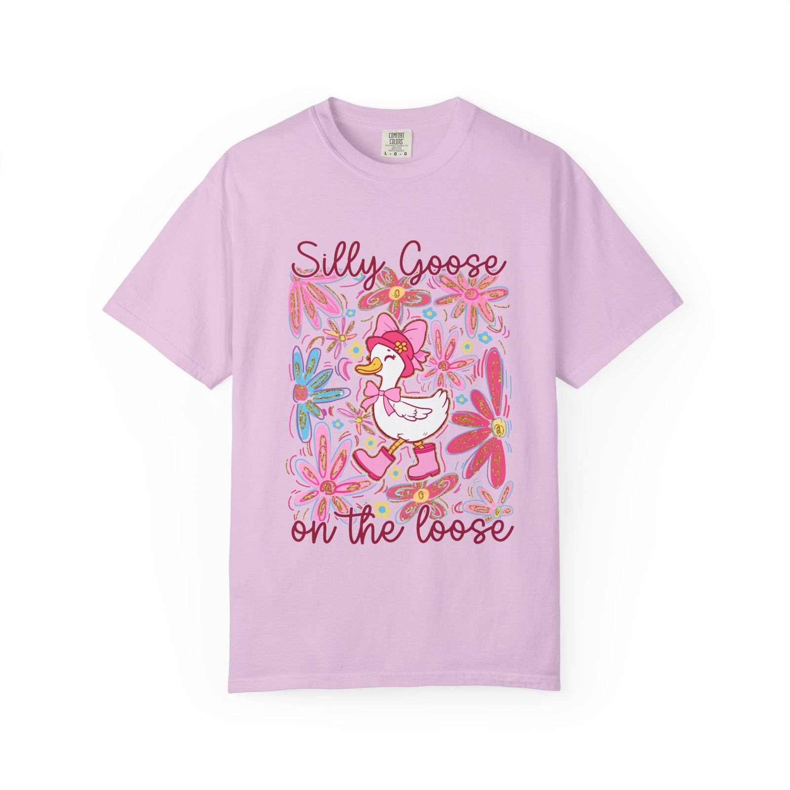 Silly Goose on the Loose Graphic T-Shirt Cute Floral Tee