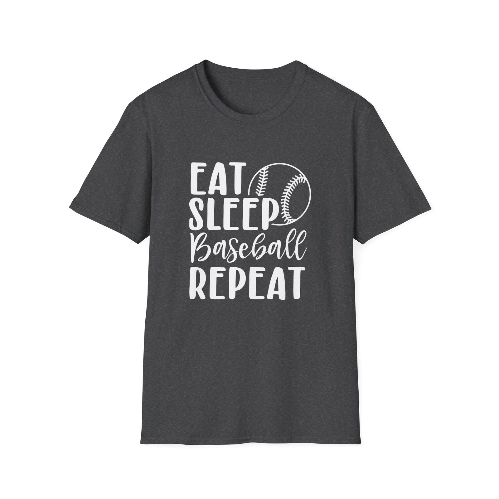 Eat Sleep Baseball Repeat Graphic T-Shirt Cute Sports Mom Tee (12 Team Colors)