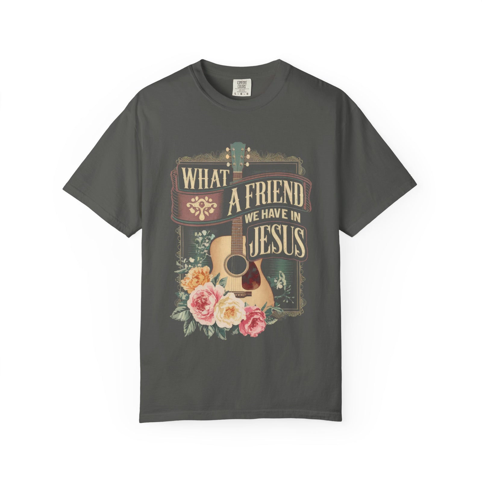 What a Friend We Have in Jesus Floral Vintage Tee Christian Guitar T-Shirt