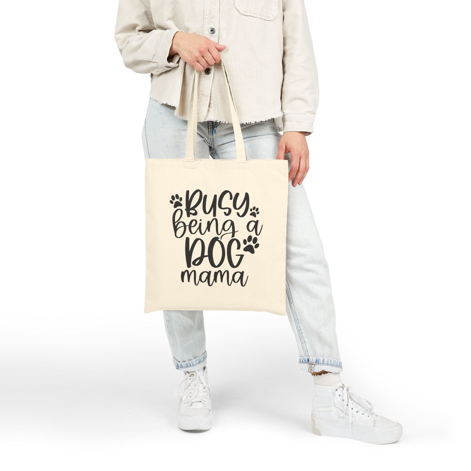 Busy Being a Dog Mama Cotton Tote Bag Dog Lover Canvas Shopper