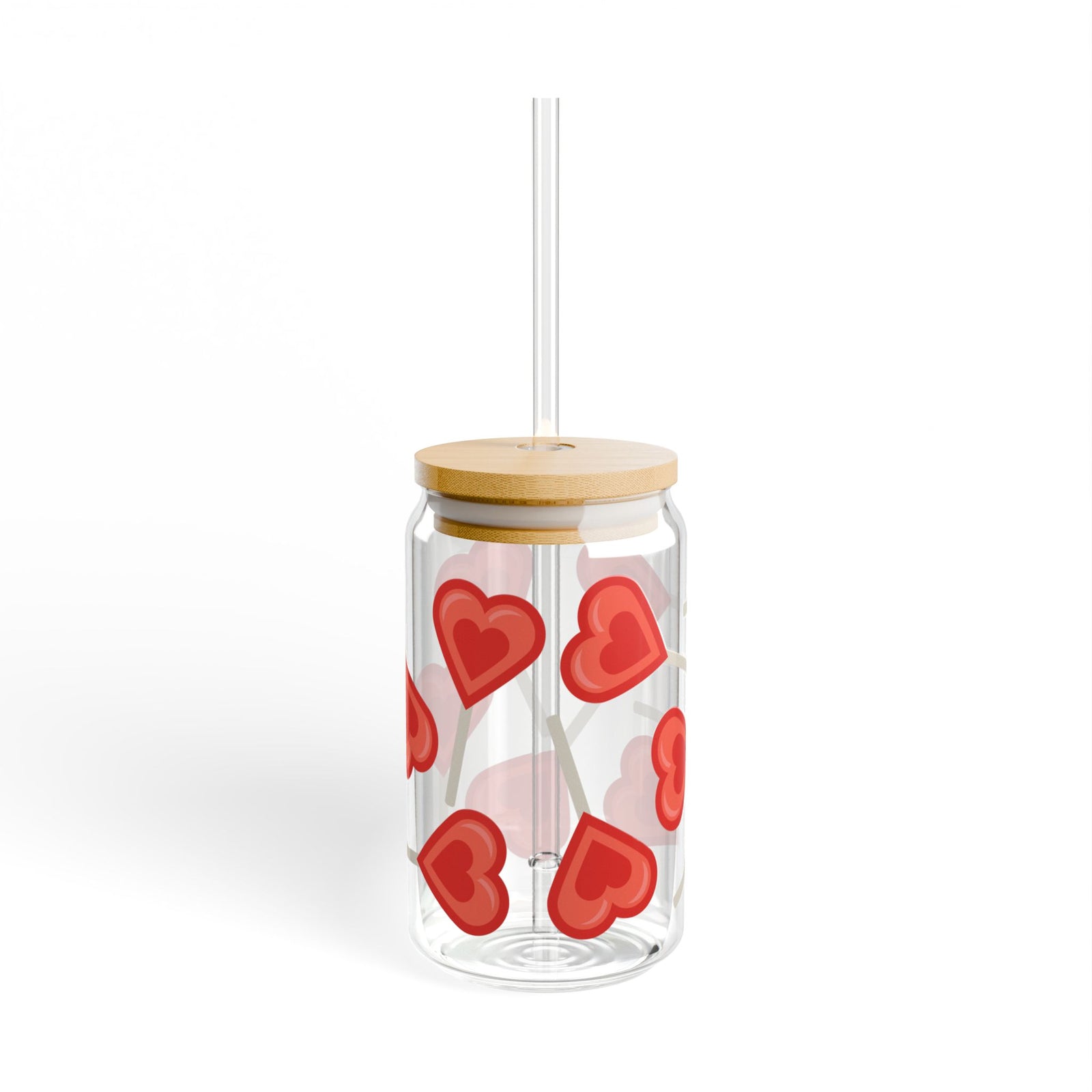 Heart Sucker for You Tumbler Sipper Glass 16oz — Reusable Drink Jar with Lid & Straw - Sydney So Sweet