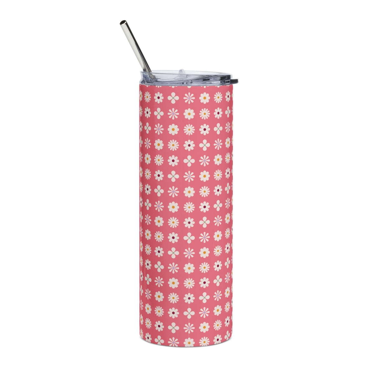Retro Daisy Pink 20oz Floral Stainless Tumbler Insulated Travel Cup - Sydney So Sweet
