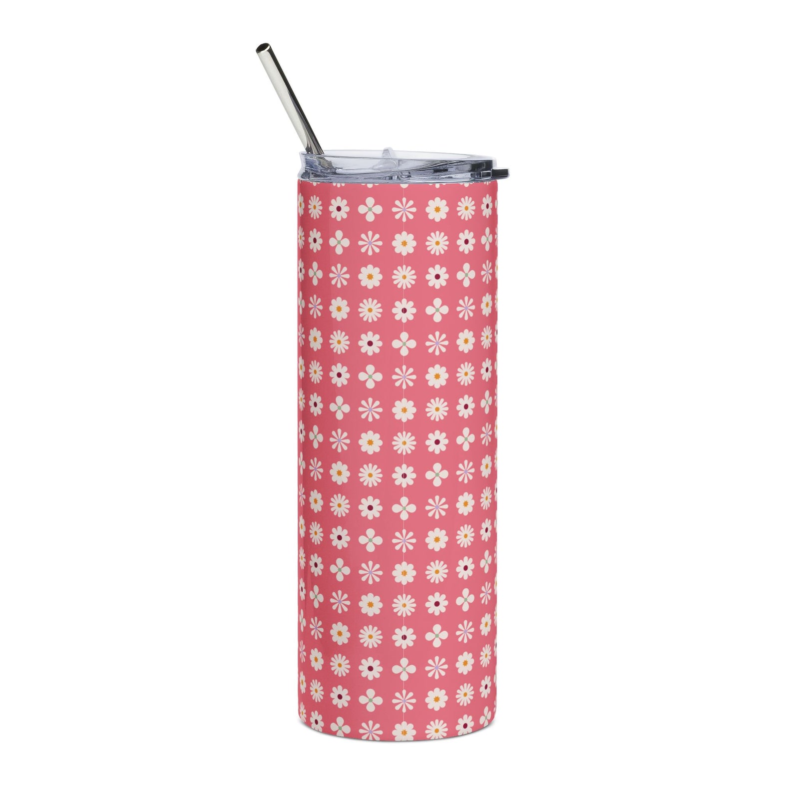 Retro Daisy Pink 20oz Floral Stainless Tumbler Insulated Travel Cup - Sydney So Sweet
