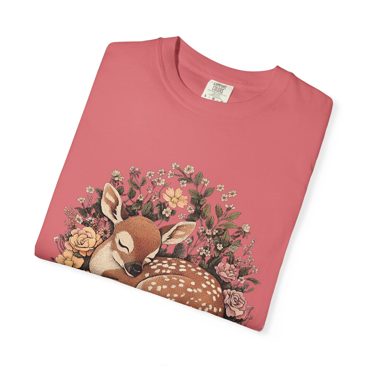 Sleeping Fawn Floral T-Shirt Psalm 23 Inspirational Christian Tee