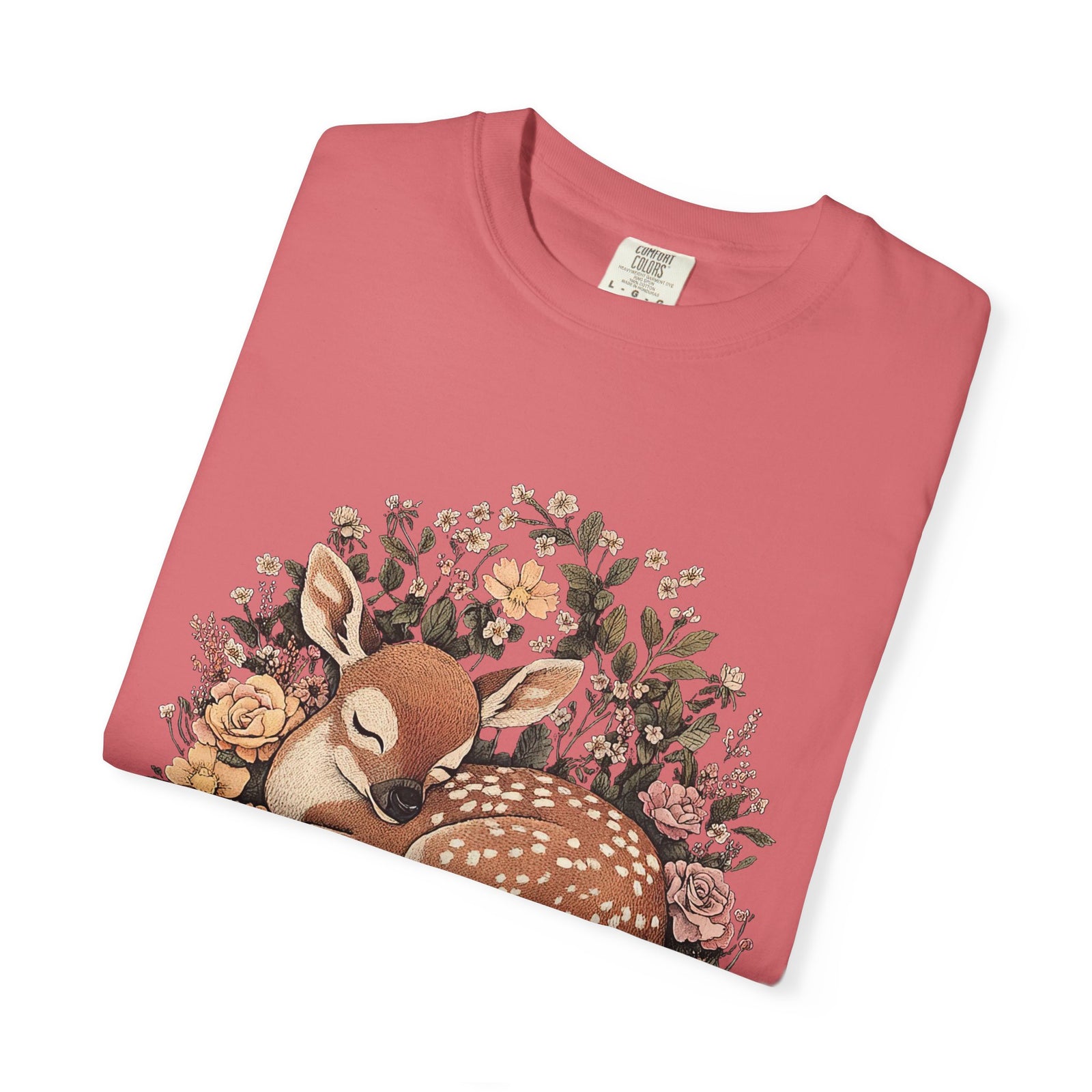 Sleeping Fawn Floral T-Shirt Psalm 23 Inspirational Christian Tee