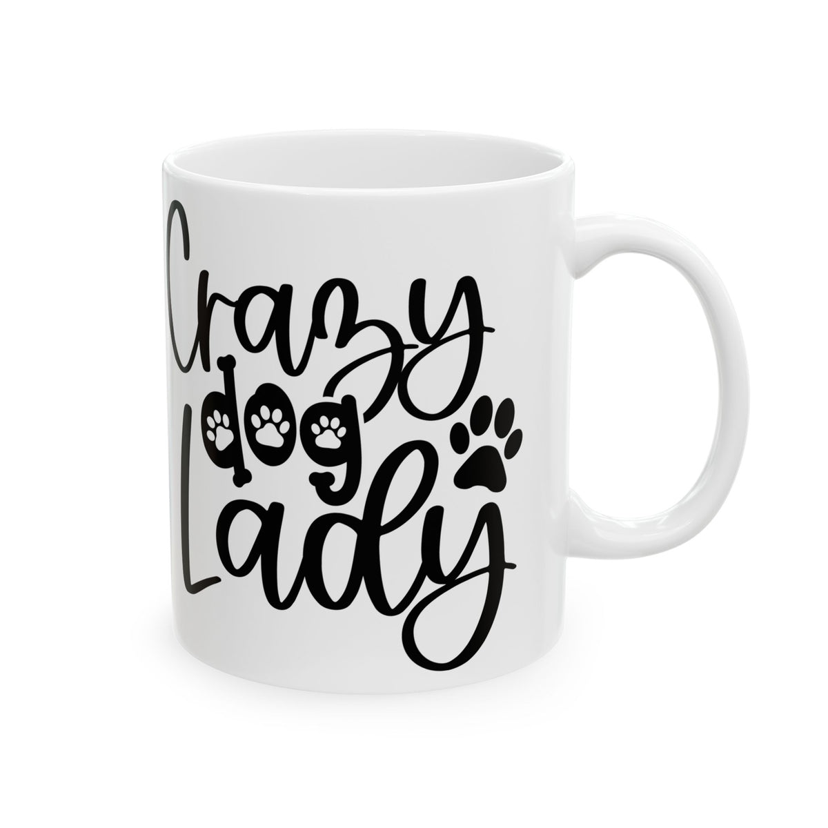 Crazy Dog Lady Paw Print Cute Ceramic Mug Coffee Cup (11oz & 15oz)