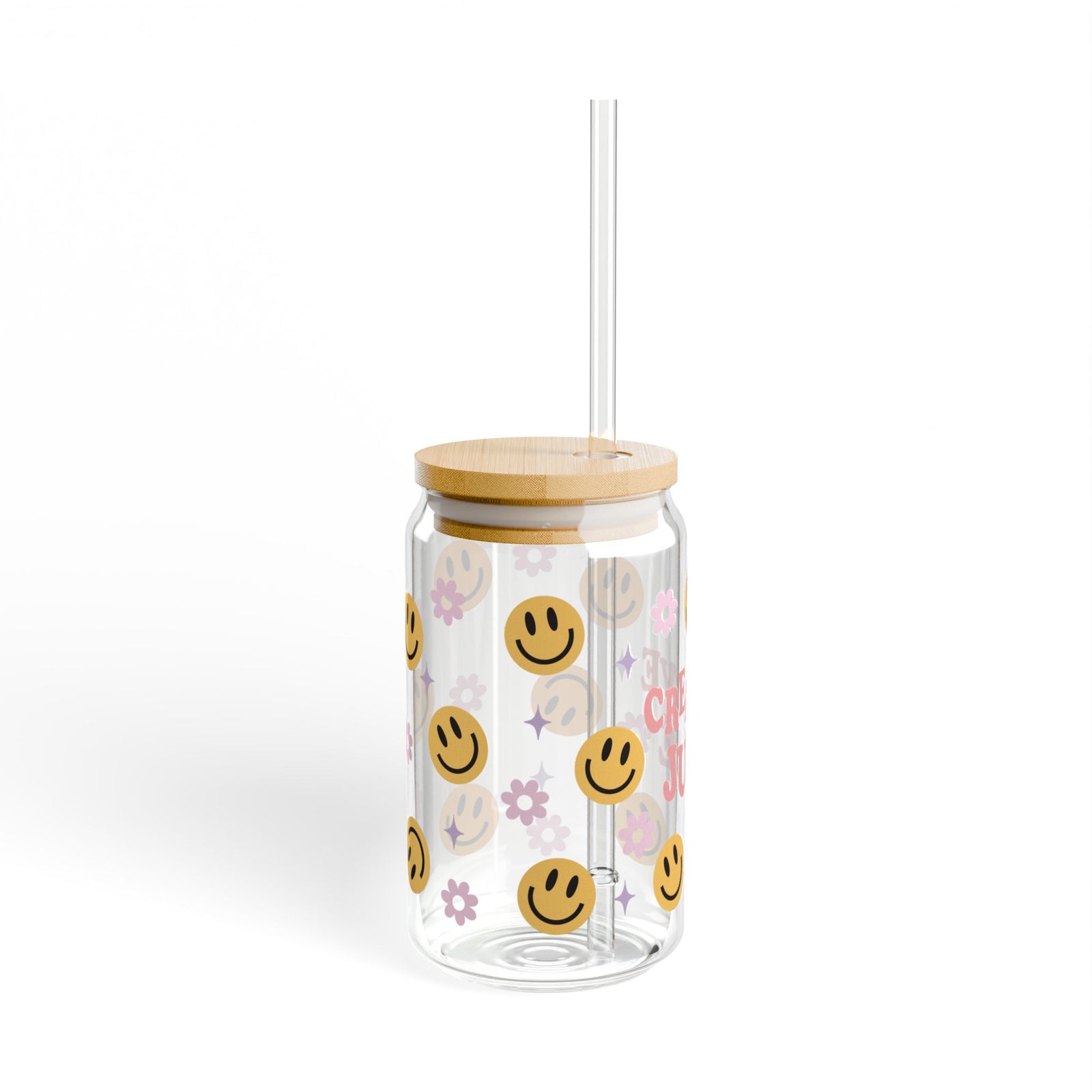 Creative Juice Tumbler Sipper Glass 16oz — Reusable Drink Jar with Lid & Straw - Sydney So Sweet