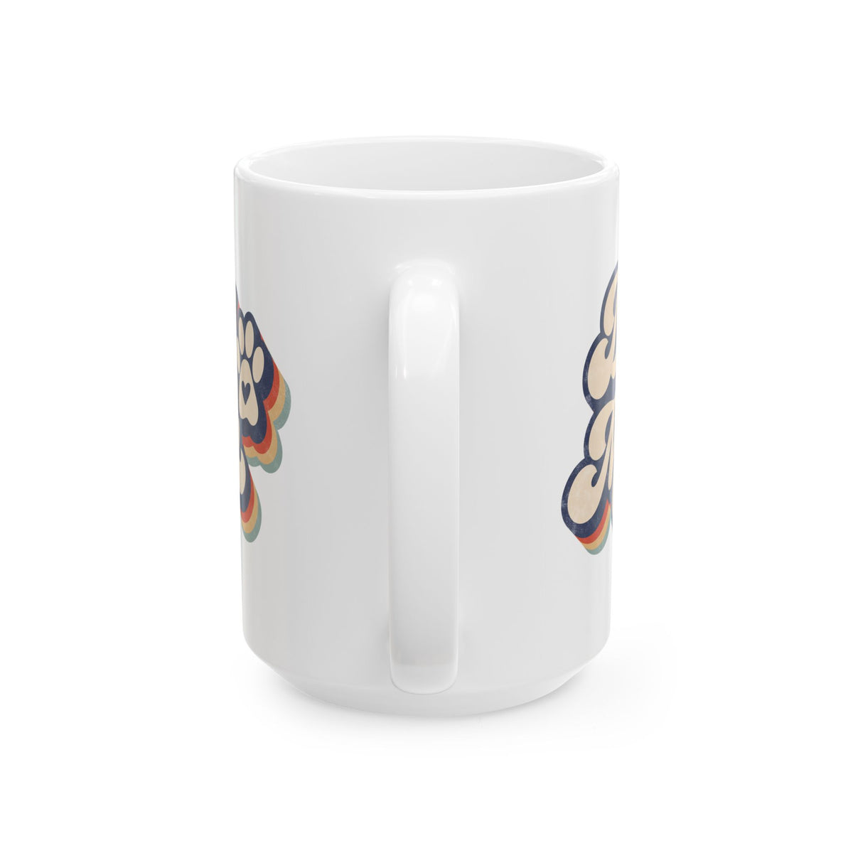 Dog Mom Retro Rainbow Paw Cute Ceramic Mug Coffee Cup (11oz & 15oz)