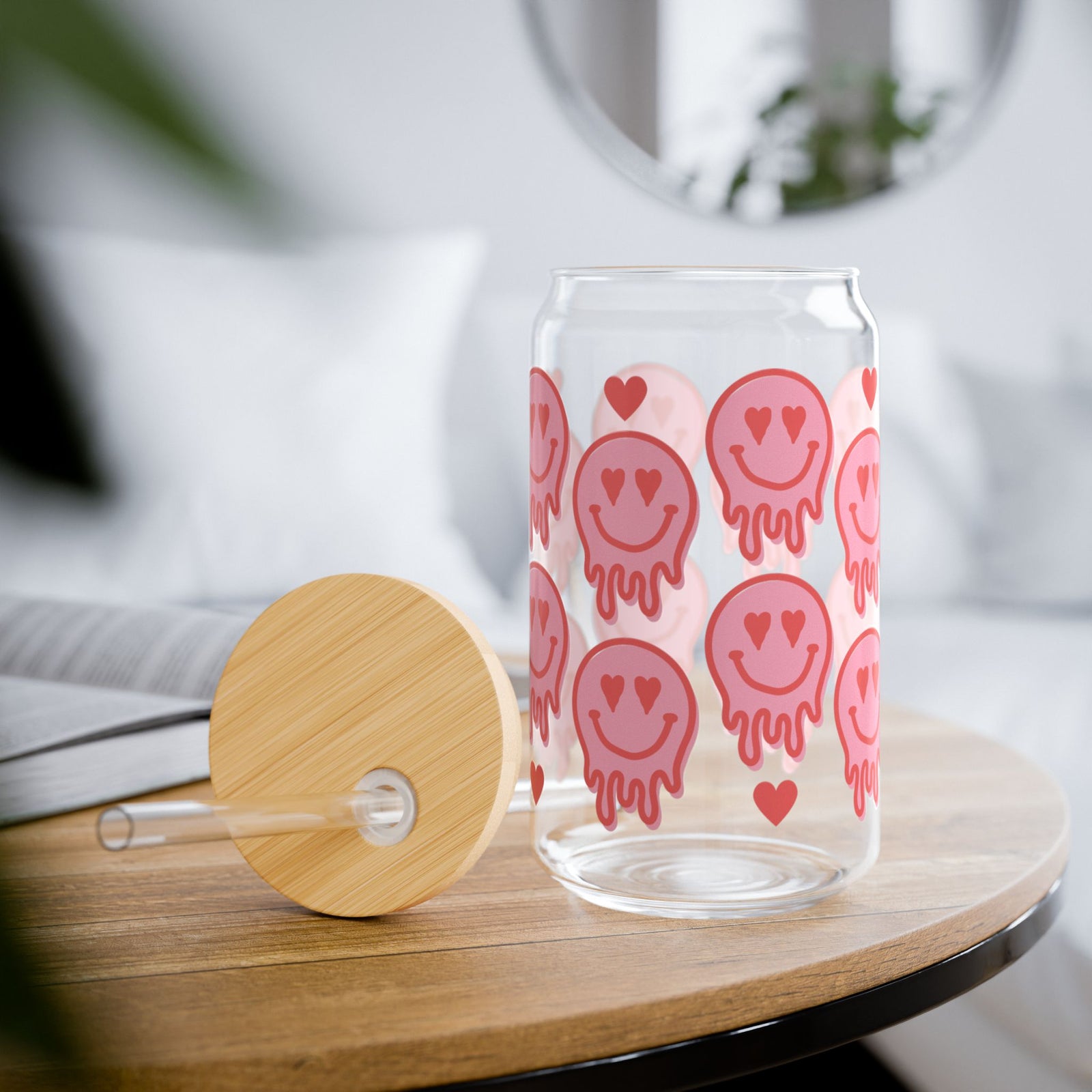 Love Melt Valentine Tumbler Sipper Glass 16oz — Reusable Drink Jar with Lid & Straw - Sydney So Sweet