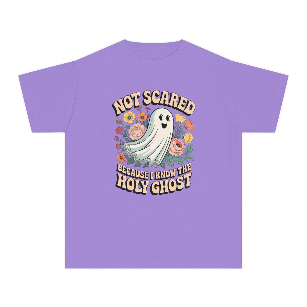 Not Scared Holy Ghost T-Shirt Christian Halloween Kids Graphic Tee