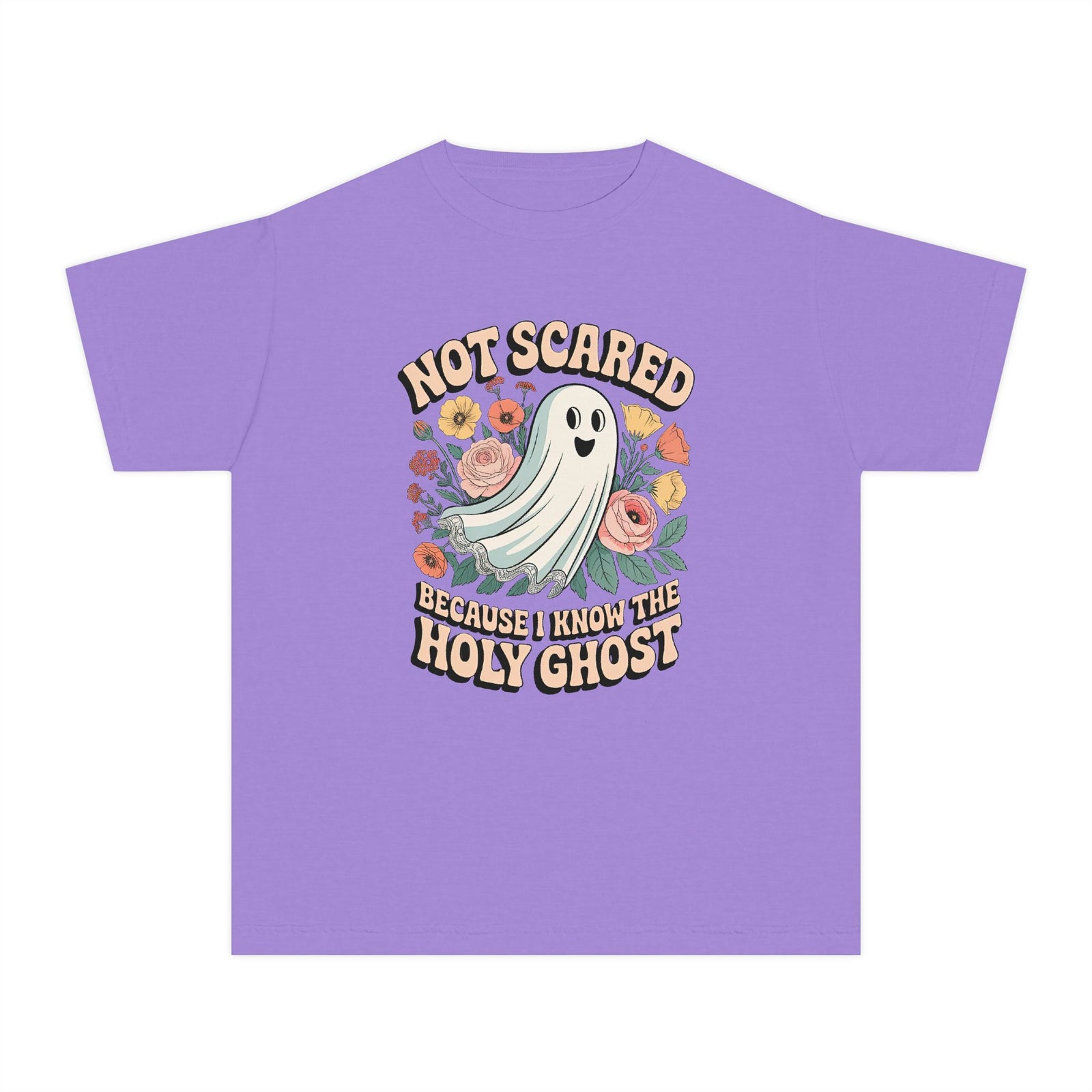 Not Scared Holy Ghost T-Shirt Christian Halloween Kids Graphic Tee