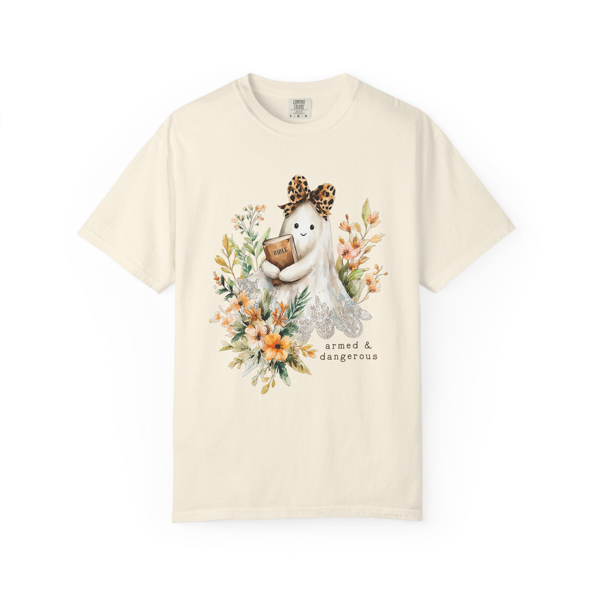Bible Ghost Floral Tee Armed & Dangerous Cute Halloween Graphic T-Shirt