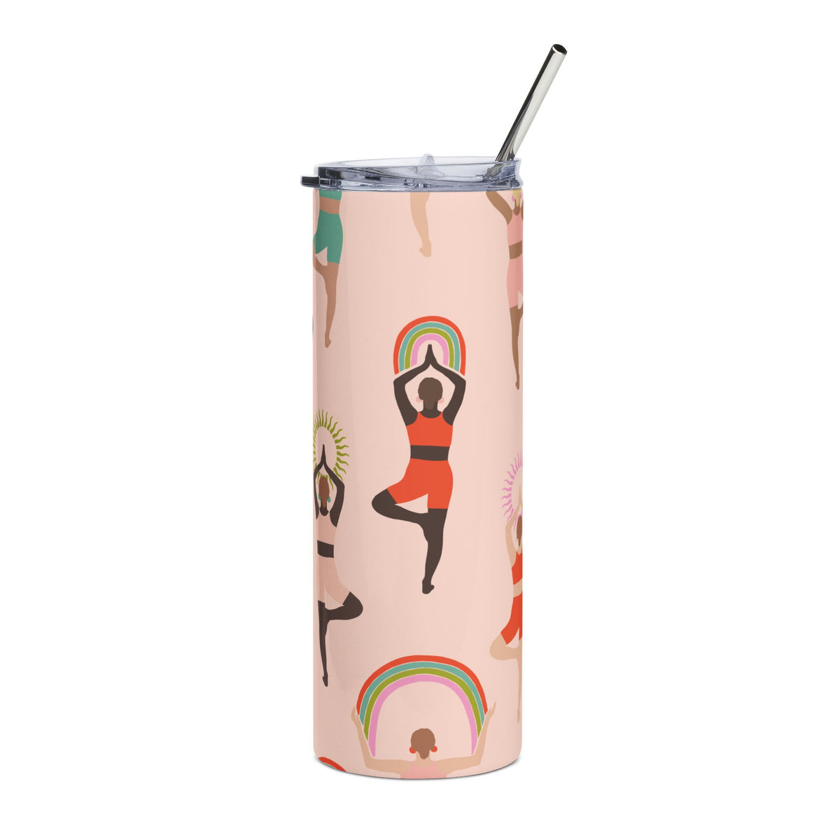 Yoga Pose Rainbow 20oz Stainless Tumbler Insulated Travel Cup - Sydney So Sweet
