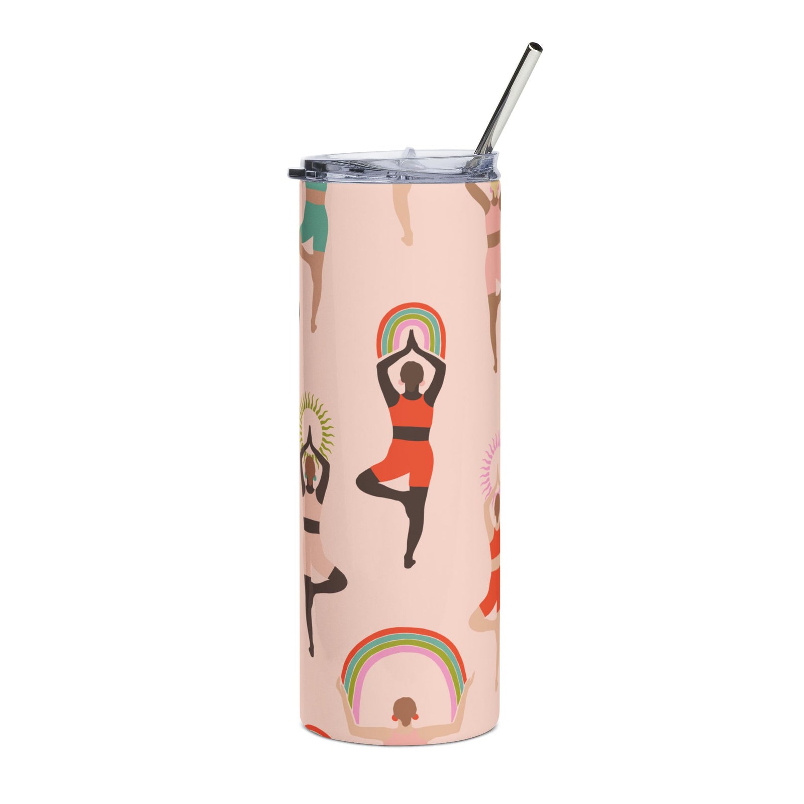 Yoga Pose Rainbow 20oz Stainless Tumbler Insulated Travel Cup - Sydney So Sweet