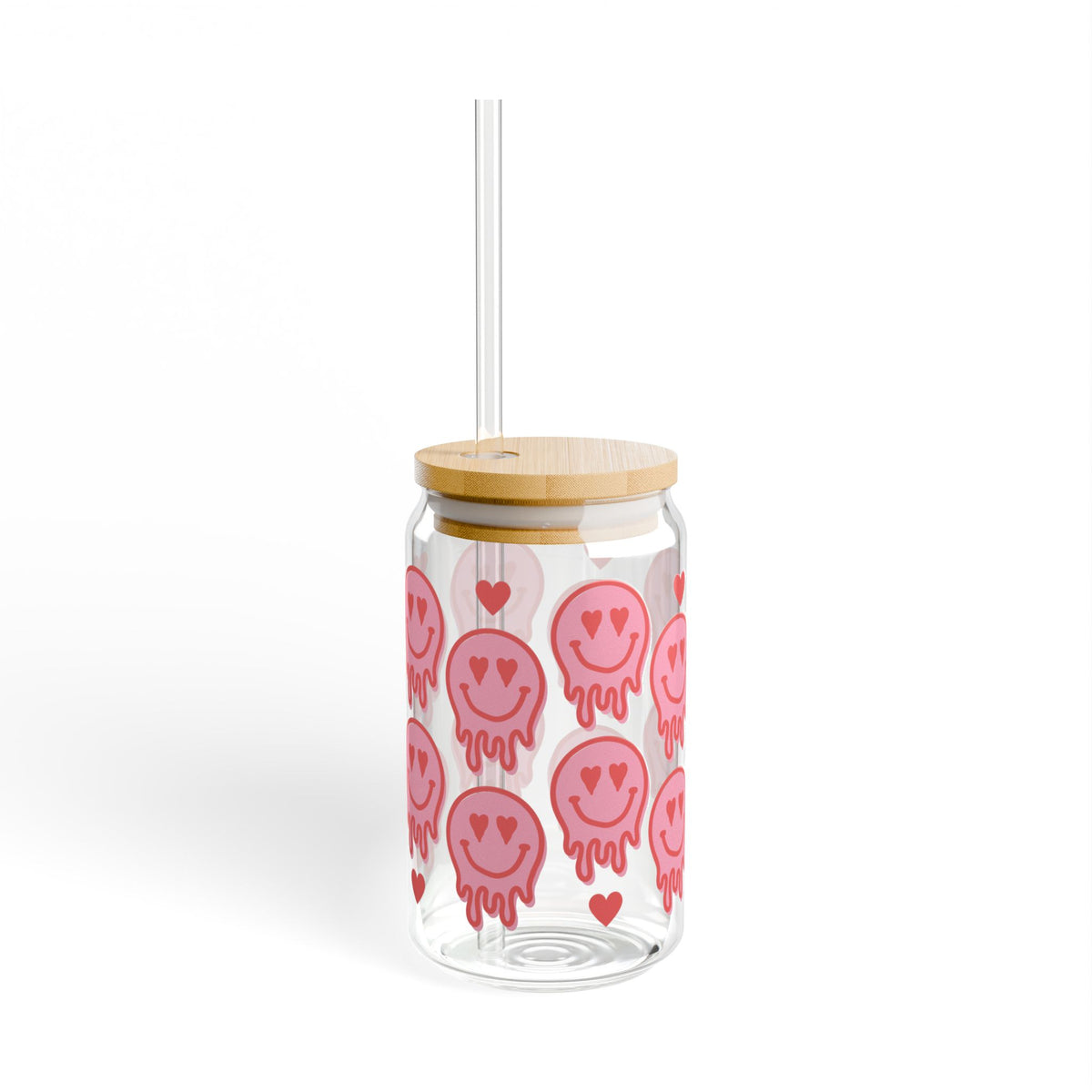 Love Melt Valentine Tumbler Sipper Glass 16oz — Reusable Drink Jar with Lid & Straw - Sydney So Sweet