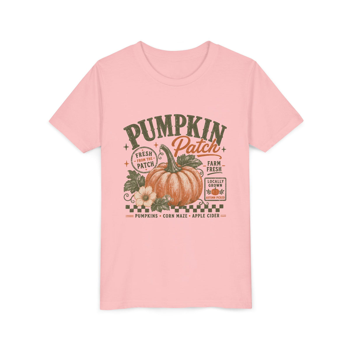 Pumpkin Patch Tee Vintage Fall Harvest Kids Graphic T-Shirt