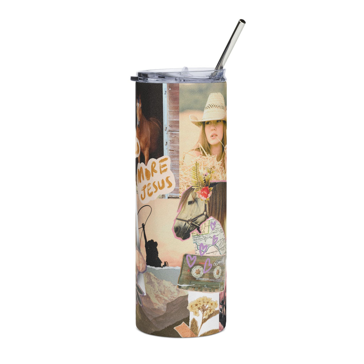 Sunsets Jesus & Iced Coffee 20oz Stainless Tumbler Rustic Sunset Collage Water Bottle