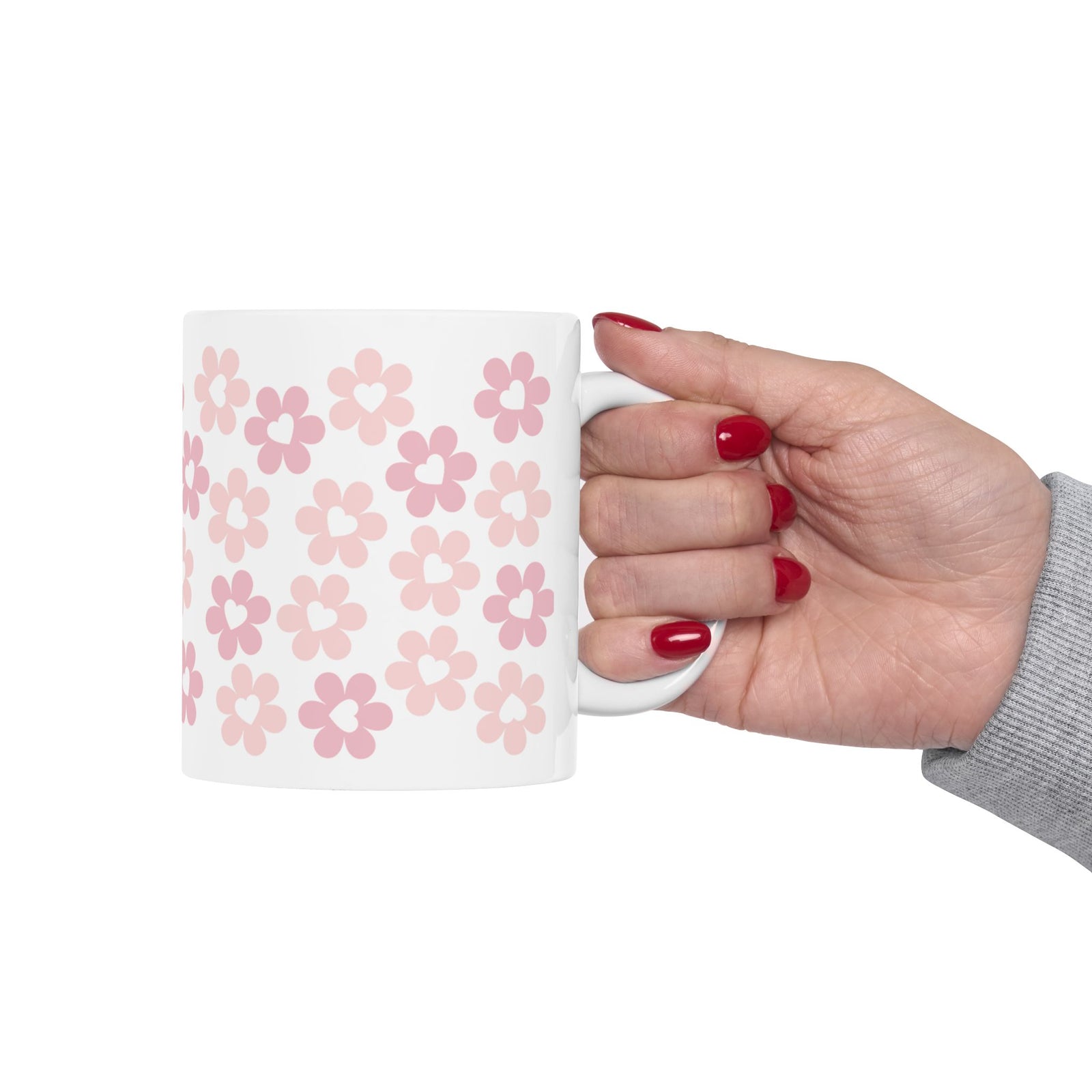 Pink Heart Daisies Mug — Cute Valentine’s Day Coffee Cup (11oz & 15oz) - Sydney So Sweet