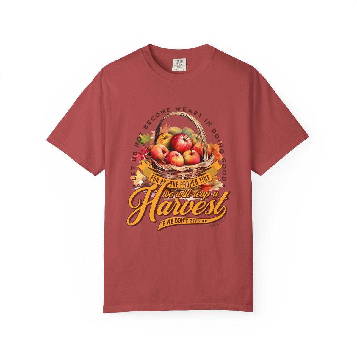 Let Us Not Become Weary Harvest Apples T-Shirt Christian Rustic Fall Tee