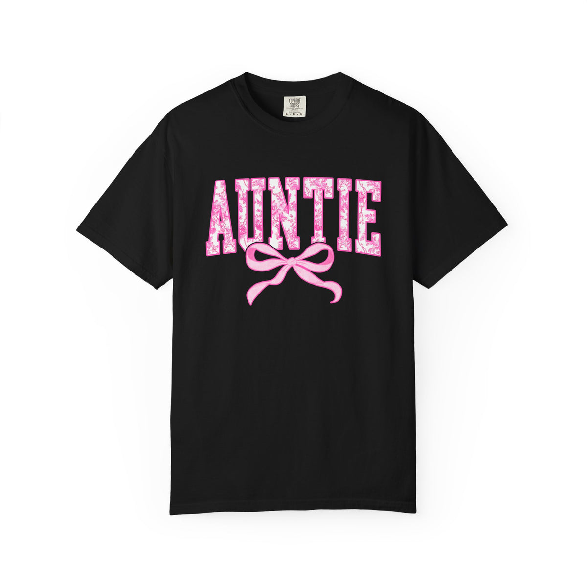 Auntie Coquette Pink Toile Bow T-Shirt Cute Aunt Graphic Tee