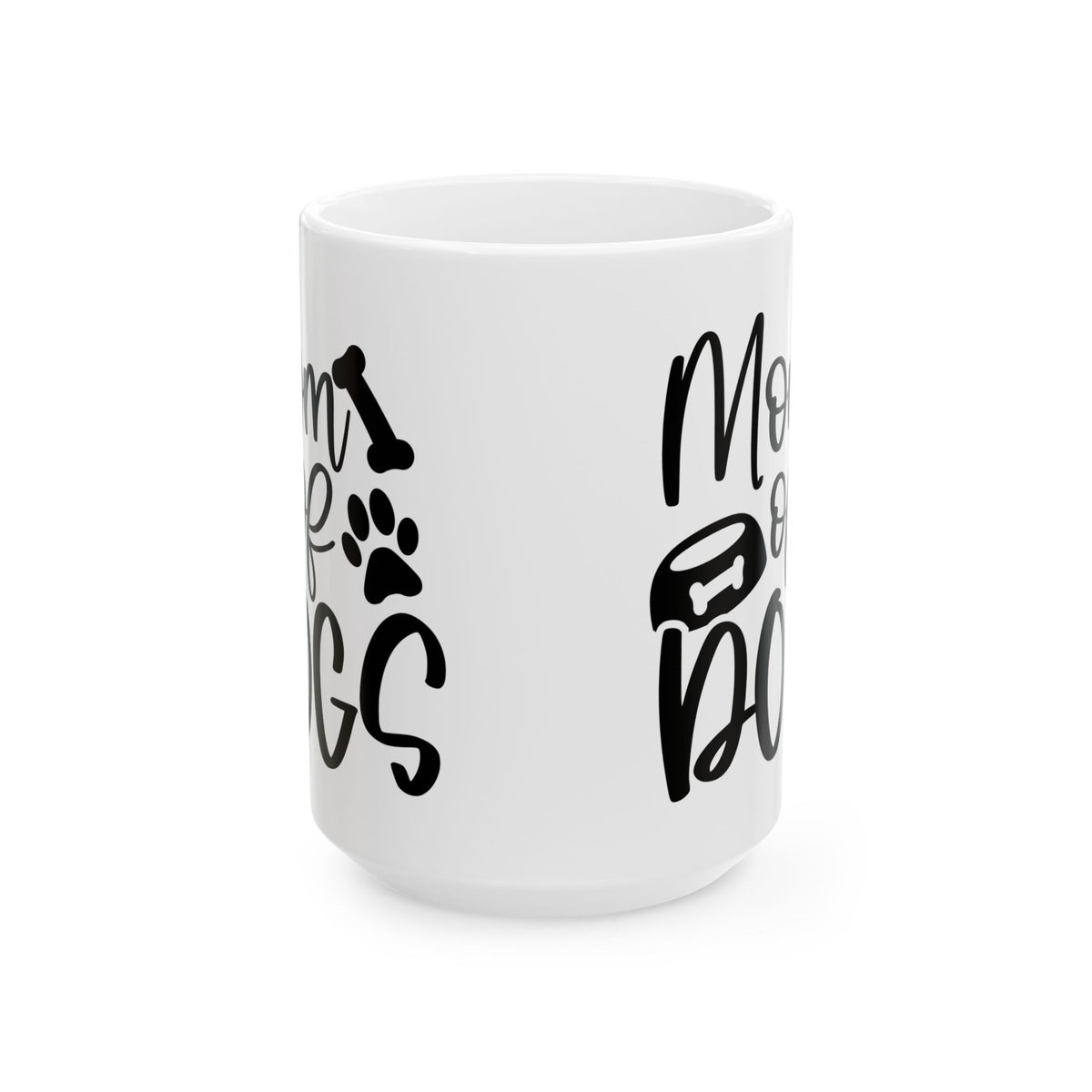 Mom of Dogs Bone & Paw Print Cute Ceramic Mug Coffee Cup (11oz & 15oz)