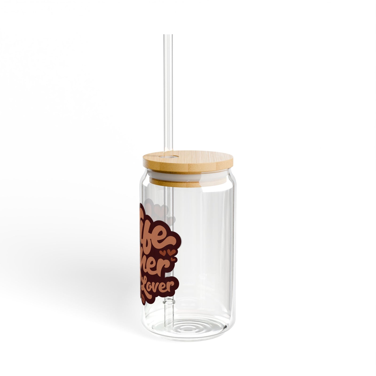 Wife Mother Coffee Lover Sipper Glass 16oz Reusable Drink Jar with Lid & Straw
