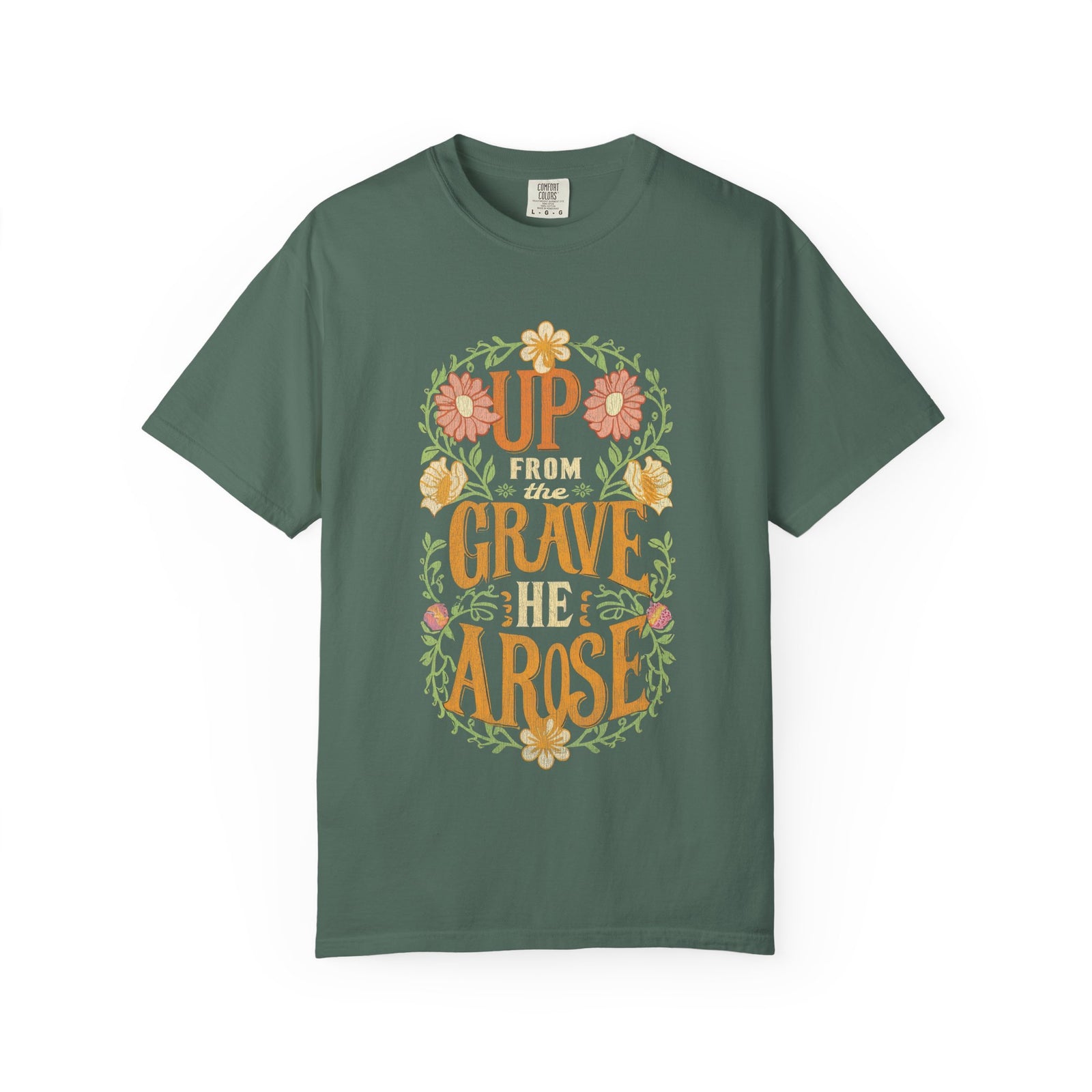 Up From the Grave He Arose Easter T-Shirt Christian Faith Graphic Unisex Distressed Tee